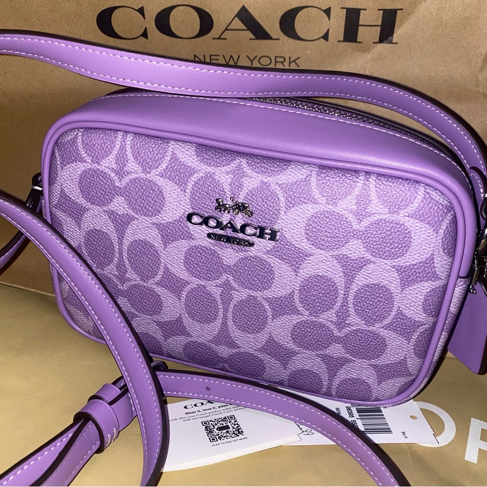 Coach 💜 signature iris mini Jamie Crossbody purse New - Picture 2 of 13